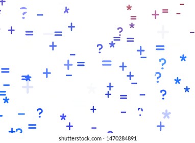 Light Blue, Red vector pattern with Digit symbols. Shining colorful illustration with isolated Digit signs. Template for landing page of typography.