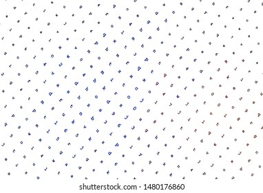 Light Blue, Red vector pattern with ABC symbols. Modern geometrical illustration with ABC english symbols. Template for lettering, typography.