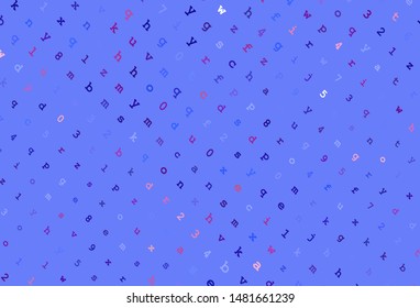 Light Blue, Red vector pattern with ABC symbols. Shining illustration with ABC symbols on abstract template. Smart design for promotion of university.