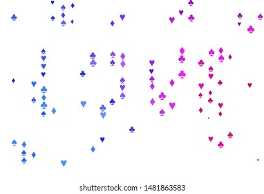 Light Blue, Red vector pattern with symbol of cards. Illustration with set of hearts, spades, clubs, diamonds. Pattern for leaflets of poker games, events.
