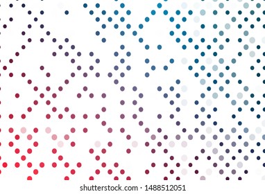 Light Blue, Red vector pattern with spheres. Illustration with set of shining colorful abstract circles. Template for your brand book.