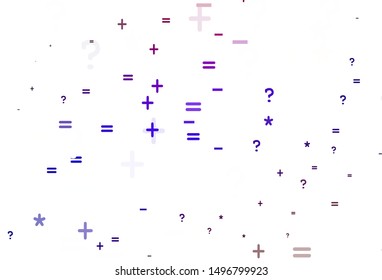 Light Blue, Red vector pattern with Digit symbols. Blurred design in simple style with collection of numerals. Smart design for university advert.