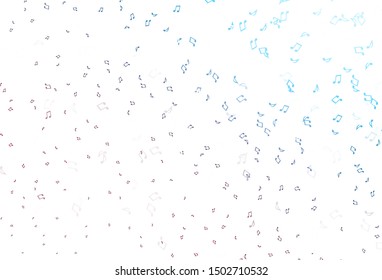 Light Blue, Red vector pattern with music elements. Modern abstract illustration with melody keys. Pattern for school ad, booklets.
