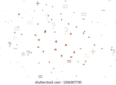 Light Blue, Red vector pattern with Digit symbols. Modern geometrical illustration with numerals. Pattern for posters, banners of math books.