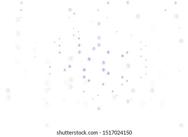 Light Blue, Red vector pattern with Digit symbols. Illustration with Numeral symbols on abstract template. Smart design for university advert.