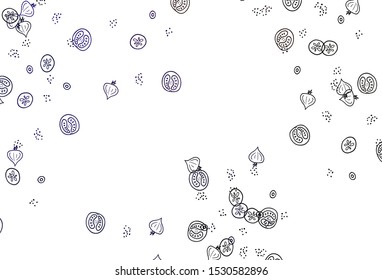 Light Blue, Red vector pattern with fresh ingredients. Colorful decorative design of snacks in doodle style. Template for meal cooking in kitchen.