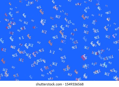 Light Blue, Red vector pattern with 30, 50, 90 percentage signs. Colorful set of  percentage signs in simple style. Design for business ads, commercials.
