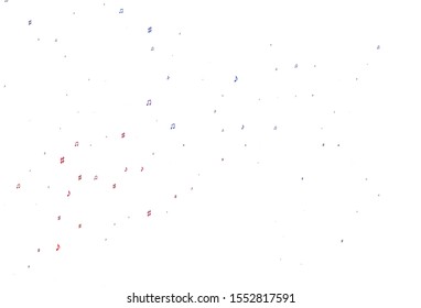 Light Blue, Red vector pattern with music elements. Decorative design in abstract style with music shapes. Pattern for school ad, booklets.