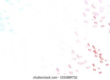 Light Blue, Red vector pattern with 30, 50, 90 percentage signs. Colored words of sales with gradient on white background. Pattern for ads, posters, banners of sales.