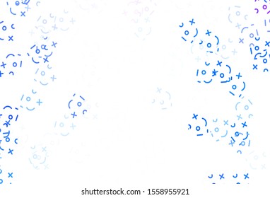 Light Blue, Red vector pattern with Digit symbols. Blurred design in simple style with collection of numerals. Pattern for school, grammar websites.