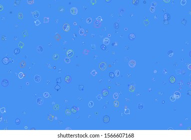 Light Blue, Red vector pattern with fresh ingredients. Illustration with set of fresh food in doodle style. Design for ad, poster, banner of cafes or restaurants.