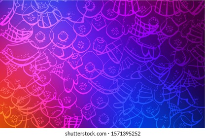 Light Blue, Red vector pattern with delicious cookies. Illustration with set of sweet food in doodle style. Doodle design for your business advert of cafes.