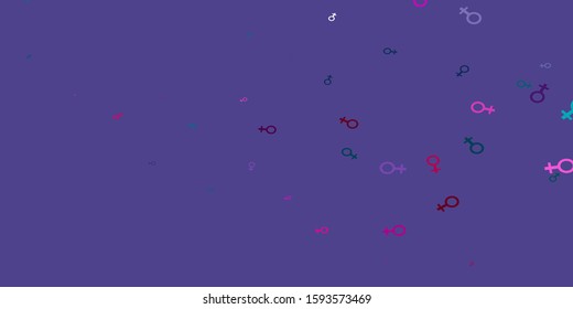 Light Blue, Red vector pattern with feminism elements. Colorful illustration with gradient feminism shapes. Elegant background for websites.