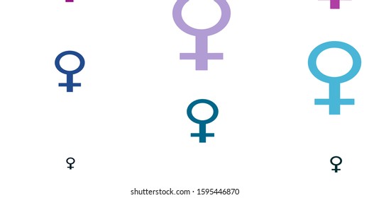 Light Blue, Red vector pattern with feminism elements. Abstract illustration with a depiction of women's power. Design for landing pages.