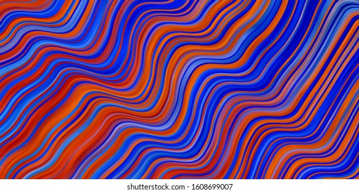 Light Blue, Red vector pattern with curved lines. Illustration in halftone style with gradient curves. Pattern for websites, landing pages.