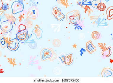 Light Blue, Red vector pattern with random forms. Colorful chaotic forms with gradient in modern style. Modern design for your business card.