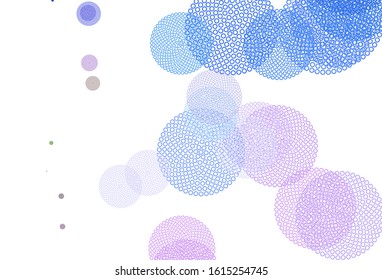 Light Blue, Red vector pattern with spheres. Glitter abstract illustration with blurred drops of rain. Pattern for textures of wallpapers.
