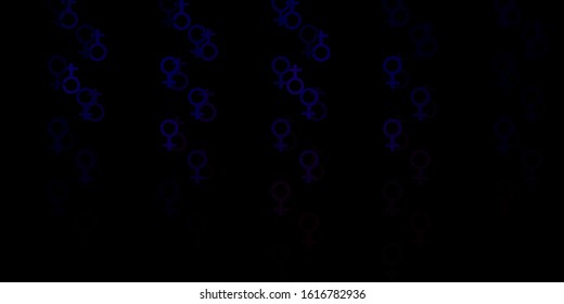 Light Blue, Red vector pattern with feminism elements. Illustration with signs of women's strength and power. Simple design for your web site.