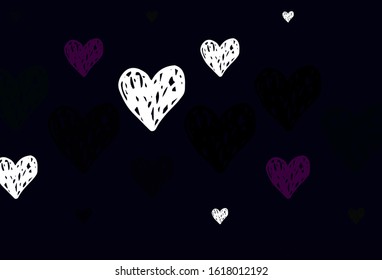 Light Blue, Red vector pattern with colorful hearts. Beautiful abstract hearts on colorful gradient background. Template for Valentine's greeting postcards.