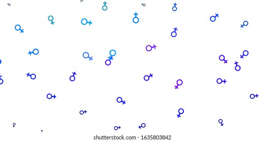 Light Blue, Red vector pattern with feminism elements. Illustration with signs of women's strength and power. Elegant design for wallpapers.