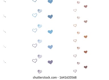 Light Blue, Red vector pattern with colorful hearts. Beautiful celebration style hearts on abstract illustration. Pattern for marriage gifts, congratulations.