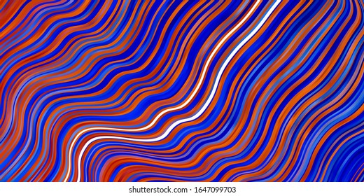 Light Blue, Red vector pattern with lines. Bright illustration with gradient circular arcs. Pattern for ads, commercials.