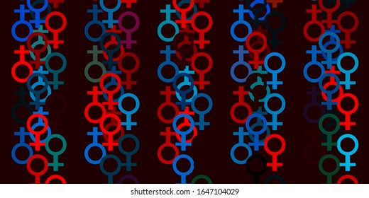 Light Blue, Red vector pattern with feminism elements. Colorful illustration with gradient feminism shapes. Best design to show the power of women.