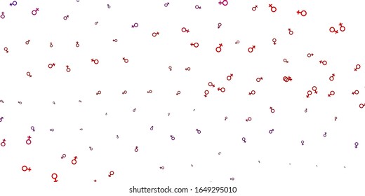 Light Blue, Red vector pattern with feminism elements. Illustration with signs of women's strength and power. Background for International Women’s Day.