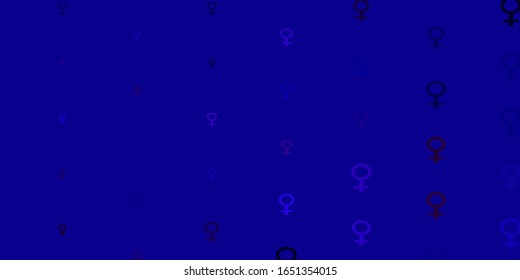 Light Blue, Red vector pattern with feminism elements. Simple design in abstract style with women’s rights activism. Sample for your web designers.
