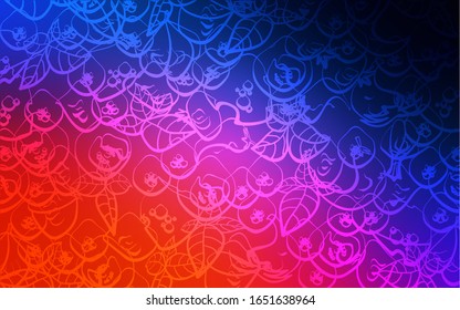 Light Blue, Red vector pattern with fresh ingredients. Blurred decorative design of snacks in doodle style. Pattern for menu of cafes, bars, restaurants.