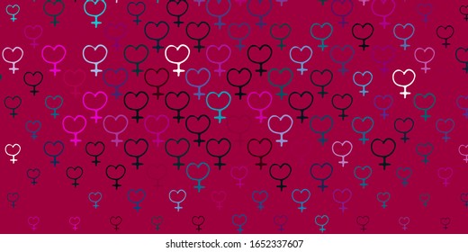 Light Blue, Red vector pattern with feminism elements. Simple design in abstract style with women’s rights activism. Best design to show the power of women.