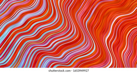 Light Blue, Red vector pattern with curves. Illustration in halftone style with gradient curves. Pattern for commercials, ads.