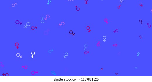 Light Blue, Red vector pattern with feminism elements. Simple design in abstract style with women’s rights activism. Best design to show the power of women.