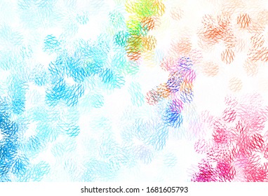 Azul claro, Rectorado vectorial con esferas, líneas. Ilustración con un conjunto de círculos coloridos y abstractos, líneas. Patrón de anuncios futuristas, folletos.