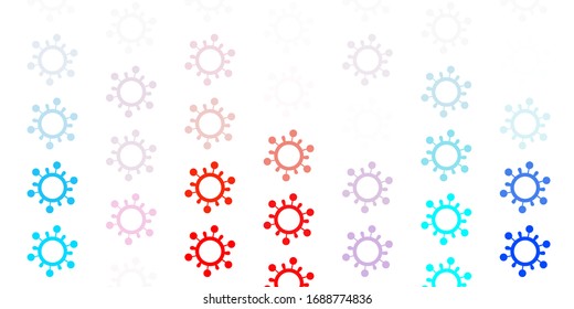 Light Blue, Red vector pattern with coronavirus elements. Colorful  gradient illness symbols in simple abstract style. Simple drawing against danger fever.