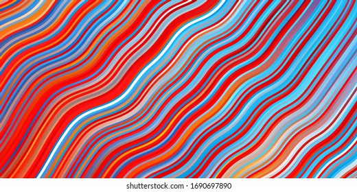 Light Blue, Red vector pattern with curved lines. Colorful illustration, which consists of curves. Pattern for booklets, leaflets.