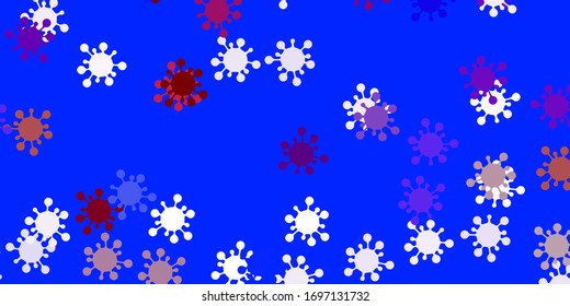 Light blue, red vector pattern with coronavirus elements. Abstract illustration with biological gradient shapes. Design for biohazard warning.