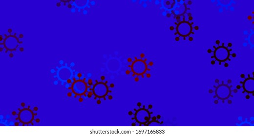 Light blue, red vector pattern with coronavirus elements. Abstract illustration with biological gradient shapes. Best design for quarantine events.