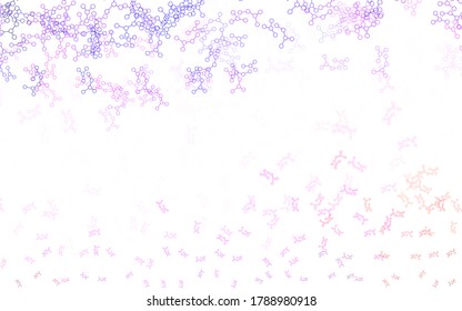 Light Blue, Red vector pattern with artificial intelligence network. Colored AI structure with gradient lines and dots. Pattern for science, futuristic designs.