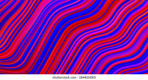 Azul claro, patrón vectorial rojo con líneas. Ilustración colorida en estilo abstracto con líneas dobladas. Diseño para su promoción comercial.