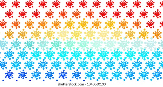 Light Blue, Red vector pattern with coronavirus elements. Colorful  gradient illness symbols in simple abstract style. Best design for quarantine events.