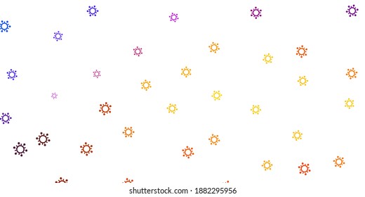 Light blue, red vector pattern with coronavirus elements. Simple design in abstract style with infection forms. Simple drawing against danger fever.