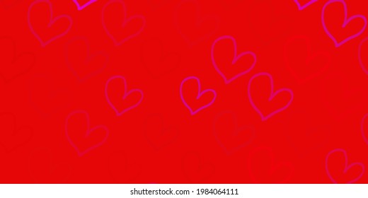 Light Blue, Red vector pattern with colorful hearts. Illustration with signs of women strength and power. Elegant design for wallpapers.