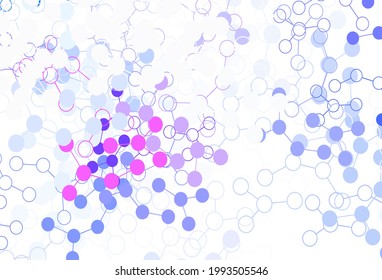 Light Blue, Red vector pattern with artificial intelligence network. Shining colorful illustration with real structure of AI. Pattern for science, futuristic designs.