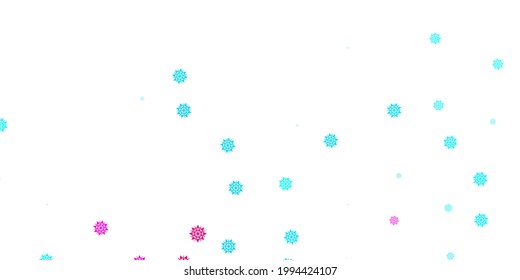 Light blue, red vector pattern with colored snowflakes. Colorful snow elements in decorative christmas style. New year websites pattern.