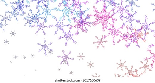 Light Blue, Red vector pattern with lines. Colorful abstract illustration with gradient curves. Template for cellphones.