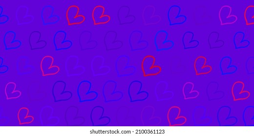 Light Blue, Red vector pattern with colorful hearts. Simple design in abstract style with women rights activism. Design for International Women Day.