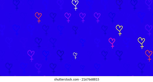 Light Blue, Red vector pattern with feminism elements. Colorful illustration with gradient feminism shapes. Elegant design for wallpapers.