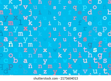 Light blue, red vector pattern with ABC symbols. Shining illustration with ABC symbols on abstract template. The pattern can be used for school, grammar websites.