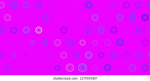 Light Blue, Red vector pattern with magic elements. Illustration with magical signs of spiritual power. Simple design for occult depiction.